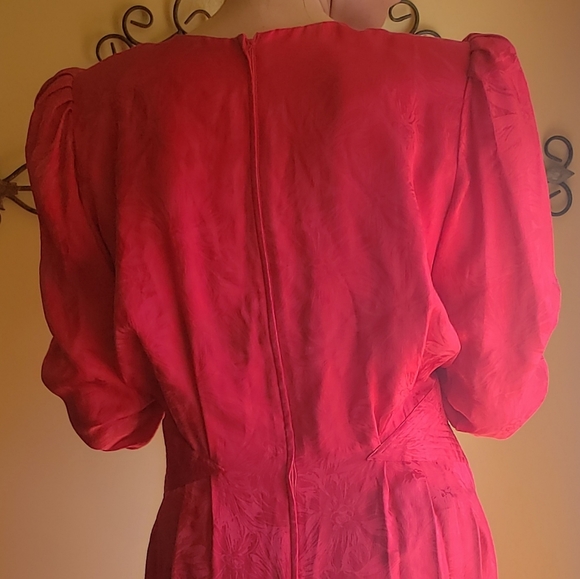 Argenti Vintage Red Silk Dress, Sz 12 - Picture 11 of 12